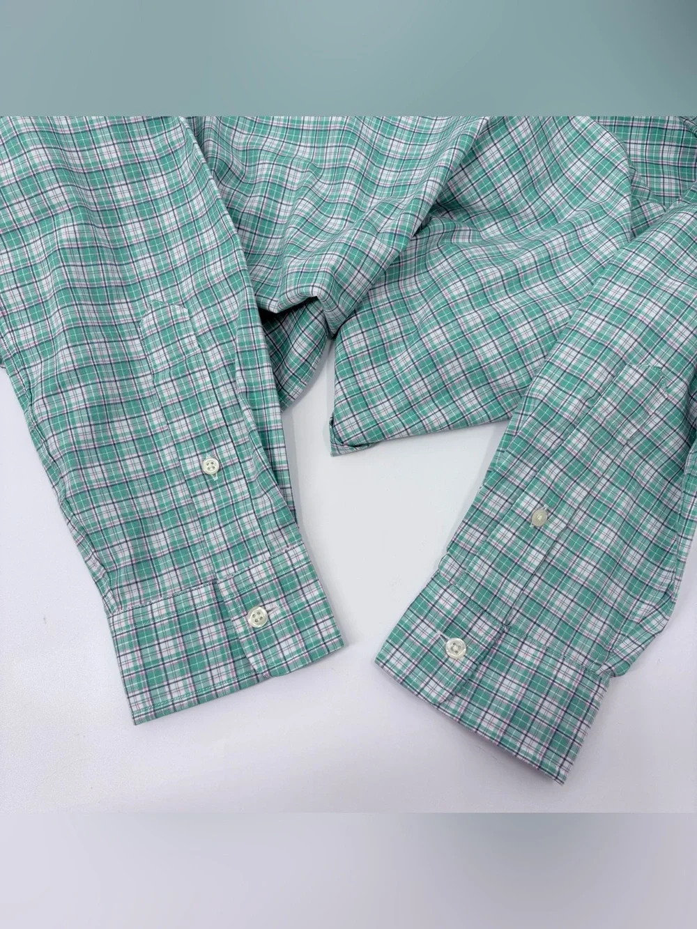 Polo Ralph Lauren Men’s Green White Long Sleeve Plaid Button Down Shirt